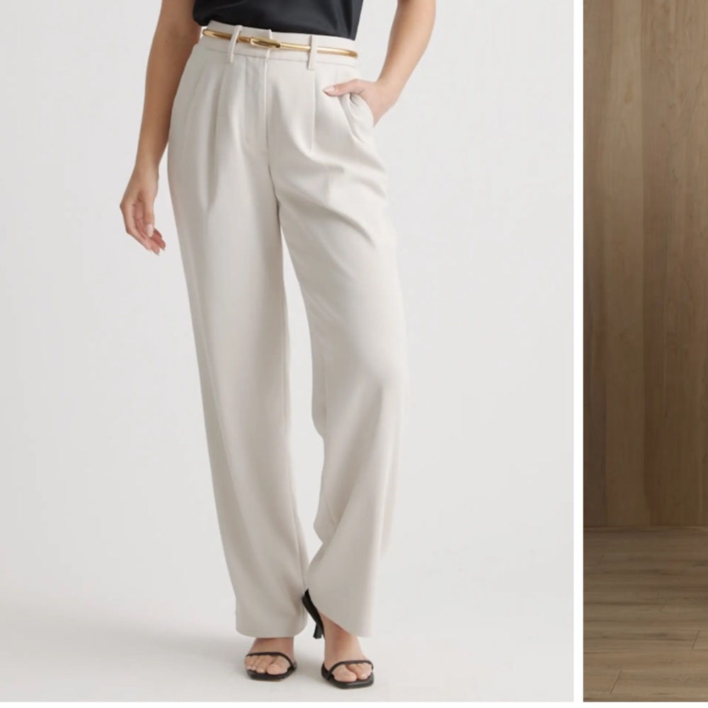 Quince Crepe Pleated Wide Leg Pants